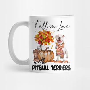 Fall In Love With Pitbull Terriers Fall Pumpkin Thanksgiving Mug